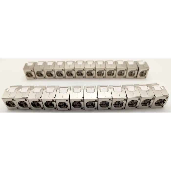 Pack de 24 noyaux keystone RJ45 Cat.6a - LINEAIRE - PR24AS24 - Court - Blindé 1