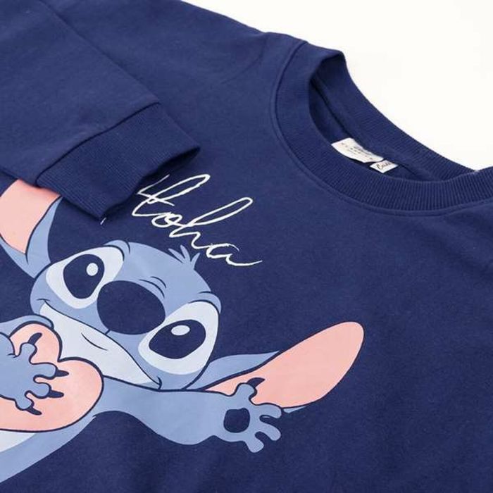 Sweat sans capuche unisex Stitch Bleu foncé XS 1