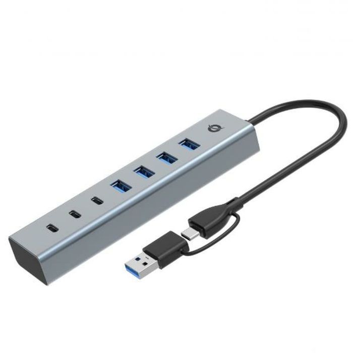 Hub USB 7 Ports Conceptronic HUBBIES20G Argenté