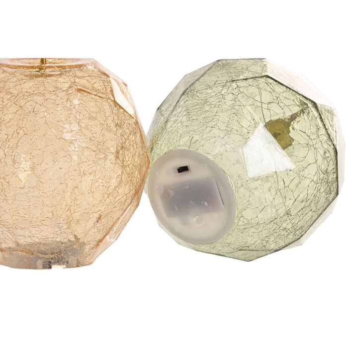 Décoration lumineuse Home ESPRIT Verre Shabby Chic 14 x 14 x 19 cm (2 Unités) 1