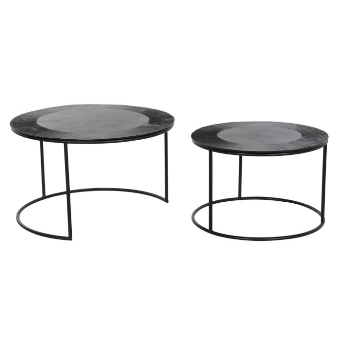 Jeu de 2 tables DKD Home Decor Noir Métal Aluminium 76 x 76 x 44 cm 3