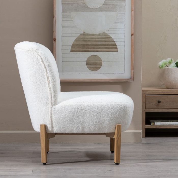 Fauteuil 62 x 75 x 74 cm Tissu Synthétique Métal Blanc