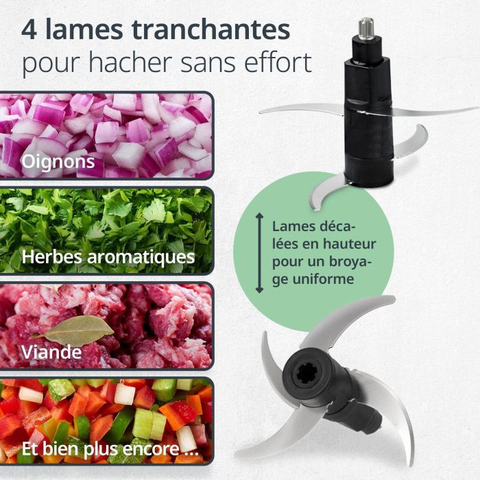 Hachoir Multi électrique - ADE - KITCHEN GADGETS - 2 vitesses - 1,2 L - Noir / Inox 3