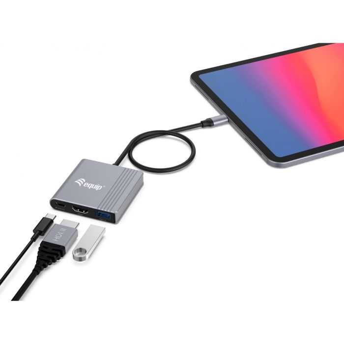 Equip Dock USB-C->HDMI.USB-A.100WPD 25cm gr 3
