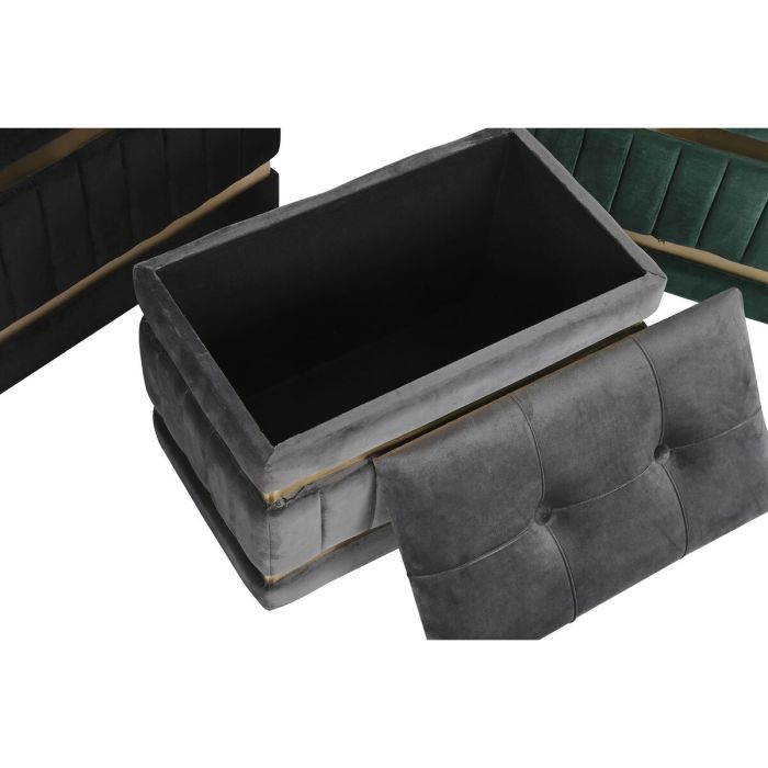 Banquette DKD Home Decor Noir Doré Vert Gris foncé Bois MDF 70 x 40 x 43 cm 2