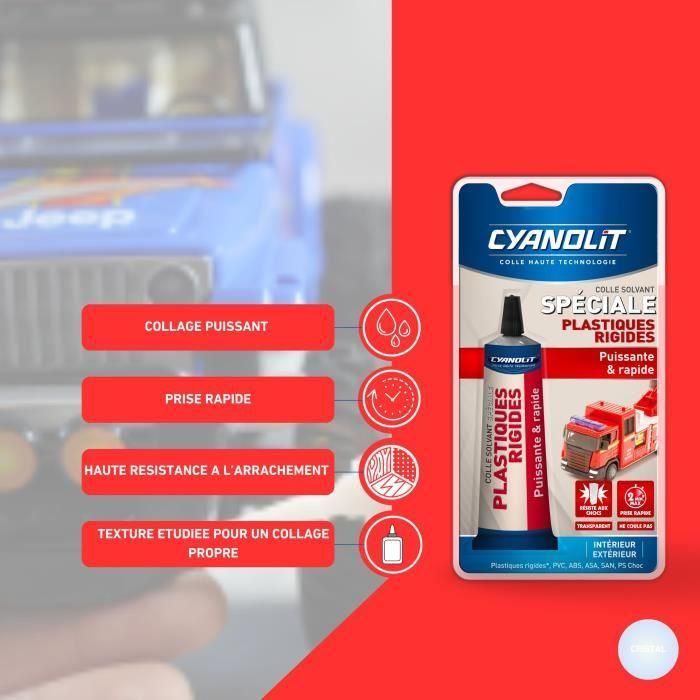 Colle spéciale plastiques - CYANOLIT - Fixation forte - Polyvalente pour plastiques 3