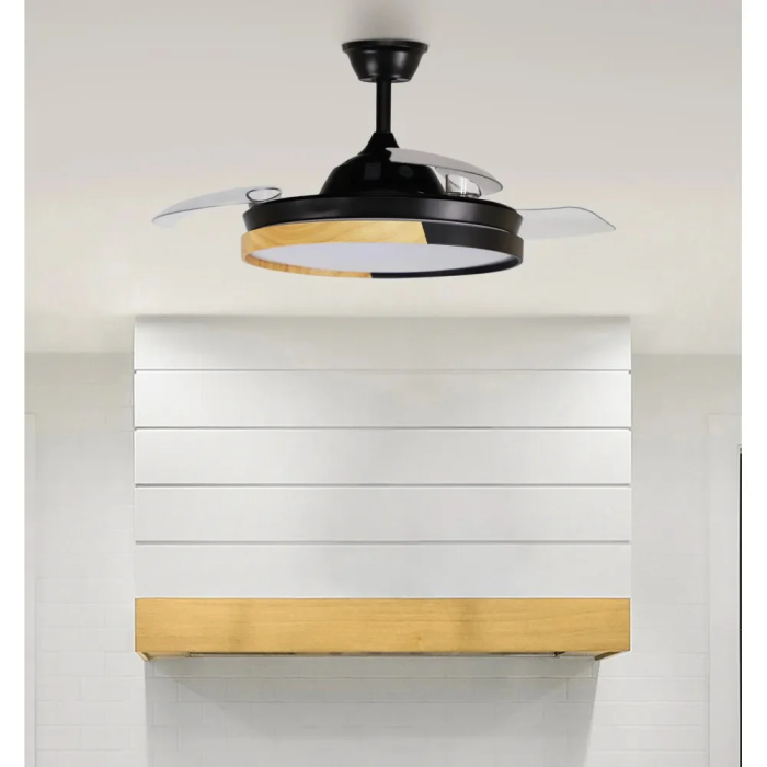 Emperador Ventilateur de Plafond DC 72W Noir/Hêtre 3 Pales Déployables 108cm 7200lm 3000K-4000K-6000K avec Télécommande, Mémoire, Minuteur 1