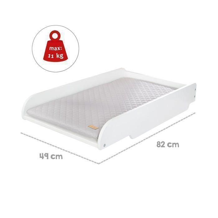 Plan a langer + matelas 'Roba Style' - ROBA - a poser sur lit bébé - Blanc / Matelas gris 3