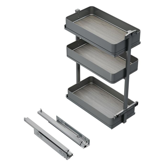 Emuca Chariot extractible Harmony avec fermeture à amortie, Module largeur 300mm hauteur 800mm, Acier et Bois, Gris anthracite 0 Emuca Chariot extractible Harmony avec fermeture à amortie, Module largeur 300mm hauteur 800mm, Acier et Bois, Gris anthracite 0