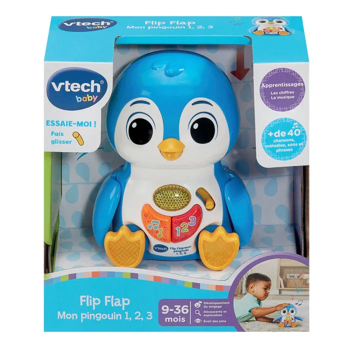 VTECH Baby - Flip Flap Mon Pingouin 1,2,3 Bleu - Jouet d'Éveil Musical et Numérique Interactif avec Sons et Mouvements pour Bébé de 9 à 36 Mois VTECH Baby - Flip Flap Mon Pingouin 1,2,3 Bleu - Jouet d'Éveil Musical et Numérique Interactif avec Sons et Mouvements pour Bébé de 9 à 36 Mois