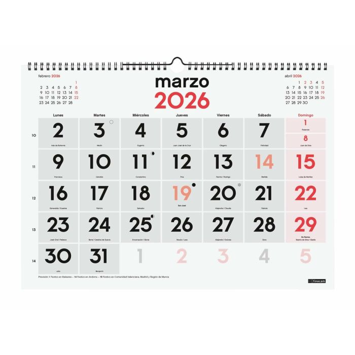 calendrier mural Finocam Papier 43 x 31 cm 1