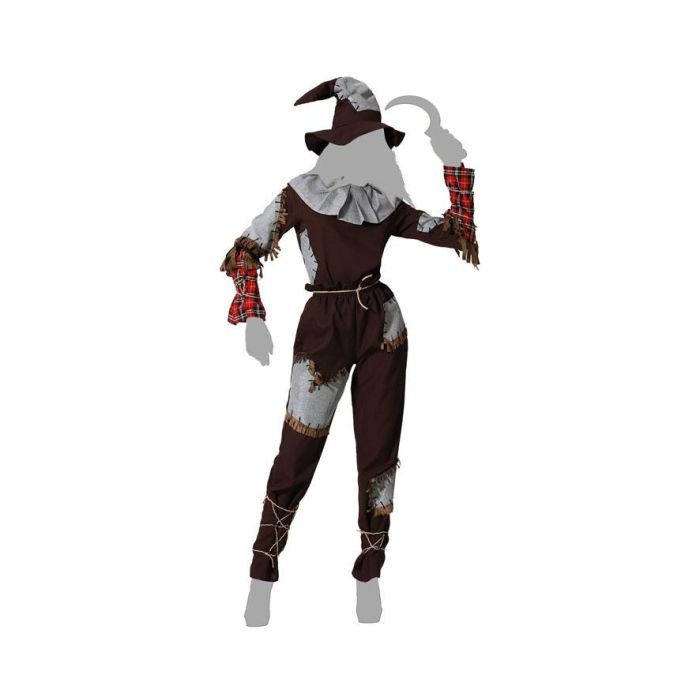Déguisement Effrayant Espantapájaros Effiloché avec Chapeau pour Femme Adulte Taille XS-S - Effet Vieilli et Rustique pour Halloween