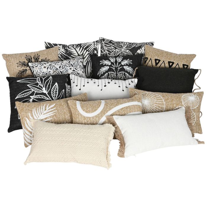 Coussin Home ESPRIT Blanc Noir Palmier 42 x 15 x 42 cm 3