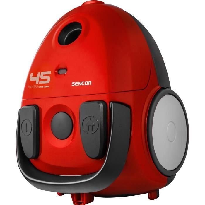 Sencor SVC 45RD-EUE3 Aspirateur traîneau avec sac 1,5 L - Moteur ECO 850 W - 79 dBA - Classe énergétique B - Filtration 5 niveaux - Rouge Sencor SVC 45RD-EUE3 Aspirateur traîneau avec sac 1,5 L - Moteur ECO 850 W - 79 dBA - Classe énergétique B - Filtration 5 niveaux - Rouge