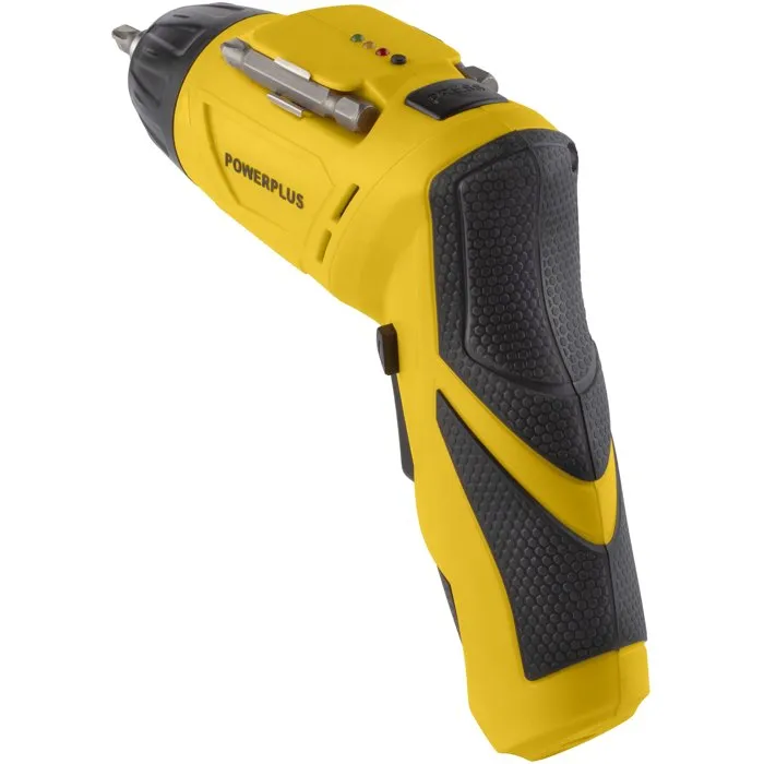 Powerplus Tournevis POWX00406 4 V avec Eclairage LED, Poignée Ajustable 2 Positions et Porte-embout Magnétique HEX - Léger et Compact pour Bricolage