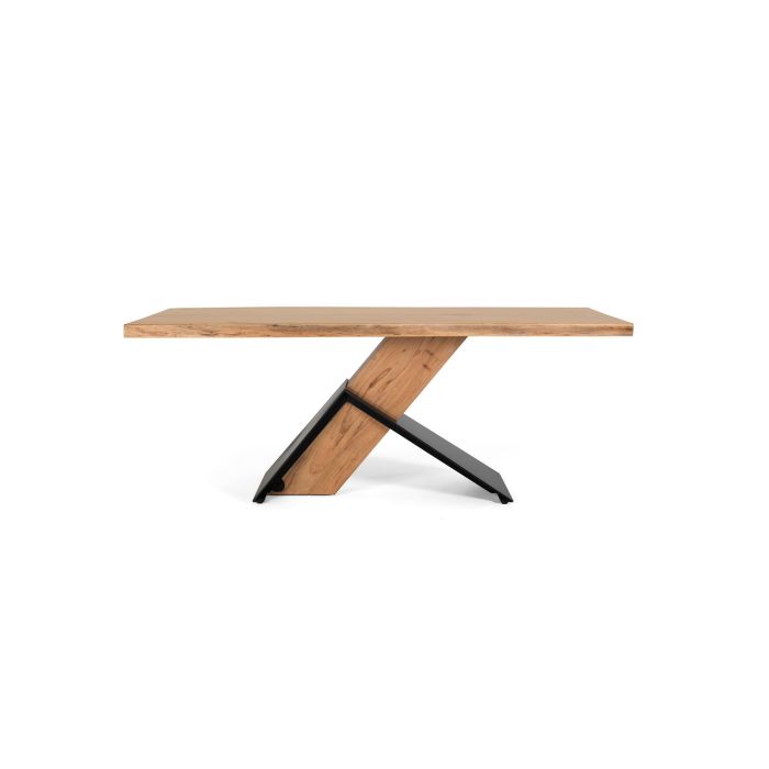 GINER Y COLOMER - Table de salle à manger rectangulaire en acacia et métal 240x100x76 cm, design contemporain naturel et noir 0 GINER Y COLOMER - Table de salle à manger rectangulaire en acacia et métal 240x100x76 cm, design contemporain naturel et noir 0