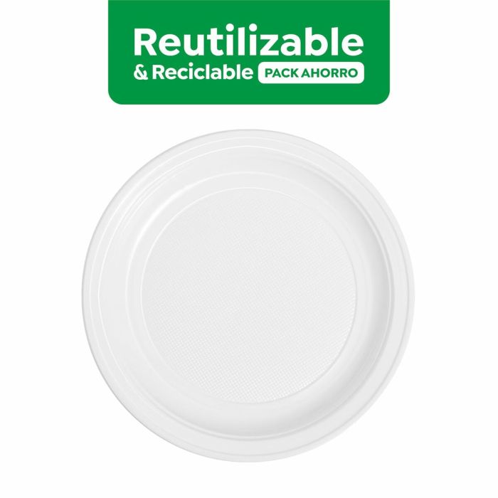 Lot d'assiettes réutilisables Maxi Products Blanc Plastique 100 Pièces 6