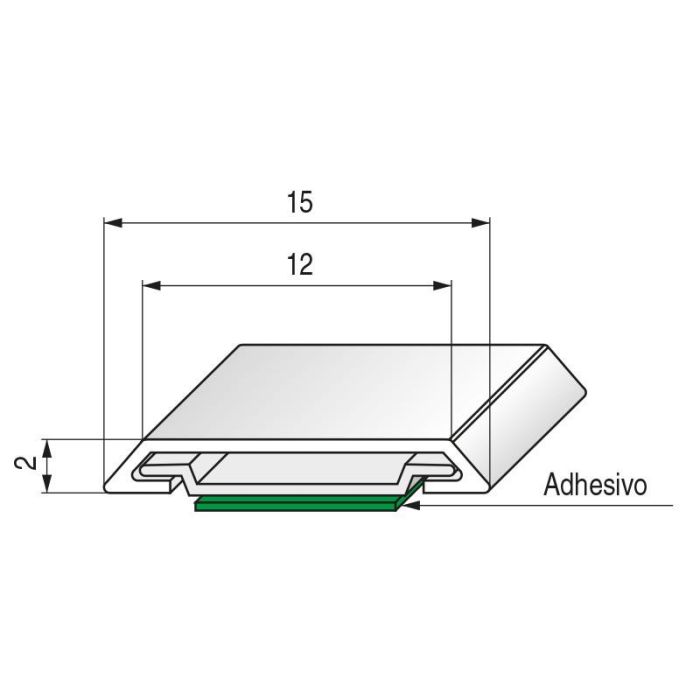 Perfil Adhesivo 3Mts. 15Mm. Cromado Para Puerta De Cristal Fbs 1