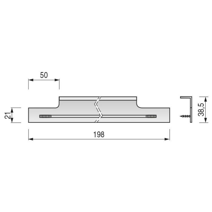 Tirador Walter Para Embutir. Aluminio. Acabado Inox Cepillado. Espesor 21. Elegir Largo. Largo 198 Viefe 1