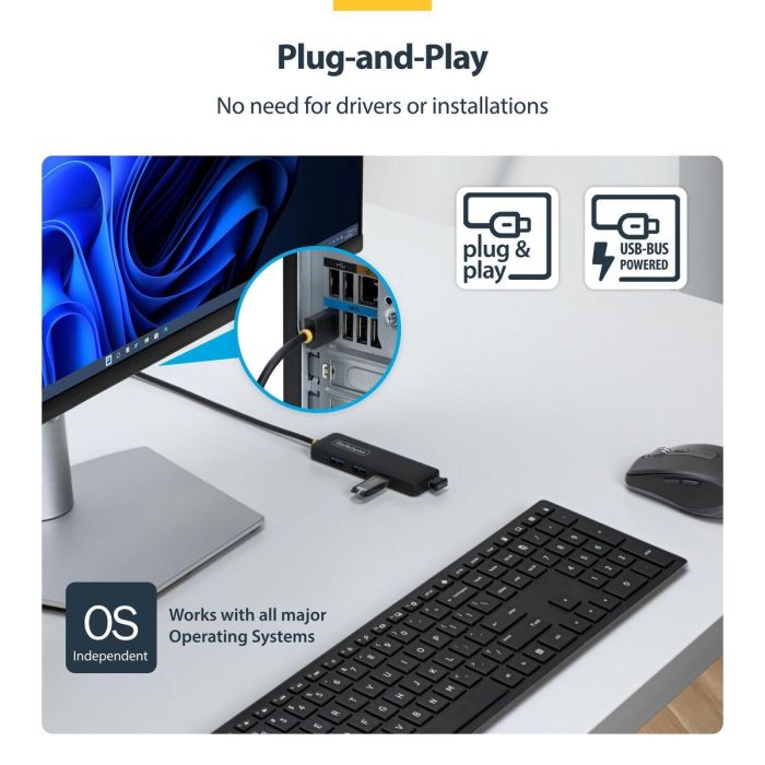 Hub USB Startech H5A4A-USB-HUB-2 Noir 4