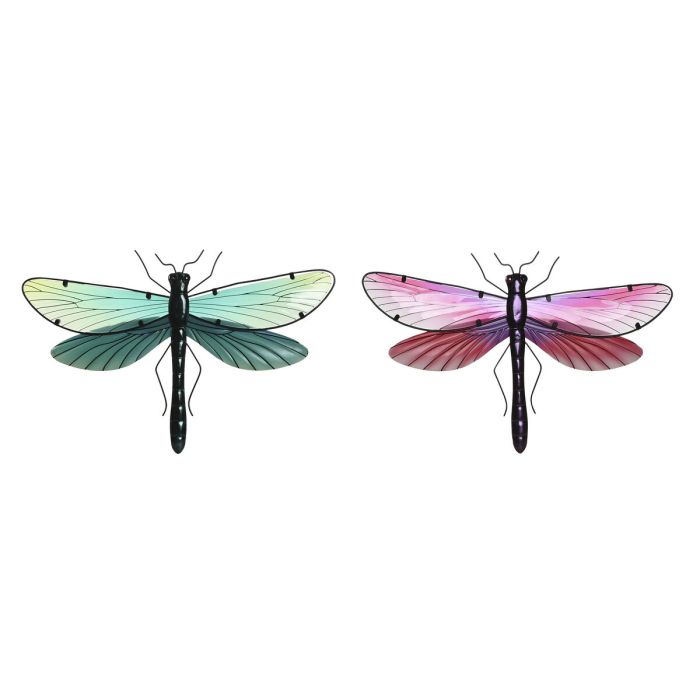 Décoration murale Home ESPRIT Jaune Bleu Vert Lila Shabby Chic Libellule 46 x 1 x 31 cm (4 Unités) 3