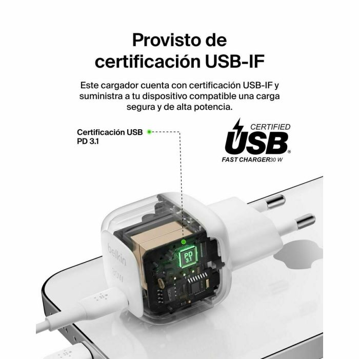 Câble Lightning Belkin WCA008KQWH Blanc 30 W 7