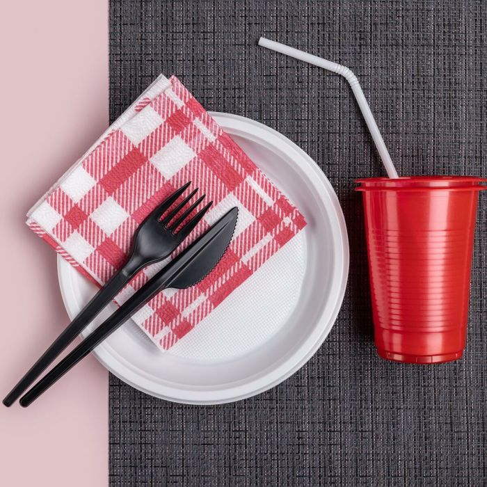 Lot d'assiettes réutilisables Maxi Products Blanc Plastique 100 Pièces 2 Lot d'assiettes réutilisables Maxi Products Blanc Plastique 100 Pièces 2