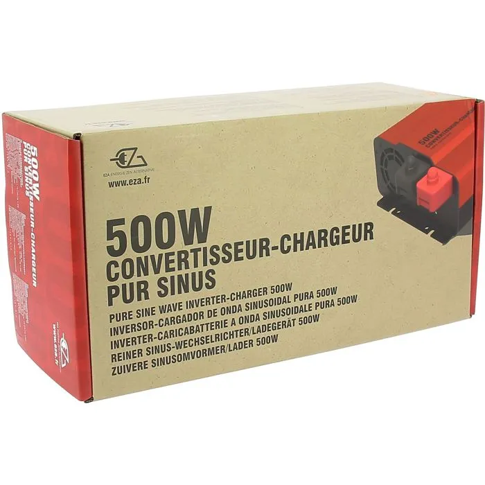 EZA Convertisseur Chargeur Pur Sinus 500W, 1000W Crete, Chargeur 10A, Compatible Batteries AGM Gel Lithium, Ecran LCD, Commande Déportée 5m, 12V/230V pour Camping-Car Fourgon EZA Convertisseur Chargeur Pur Sinus 500W, 1000W Crete, Chargeur 10A, Compatible Batteries AGM Gel Lithium, Ecran LCD, Commande Déportée 5m, 12V/230V pour Camping-Car Fourgon