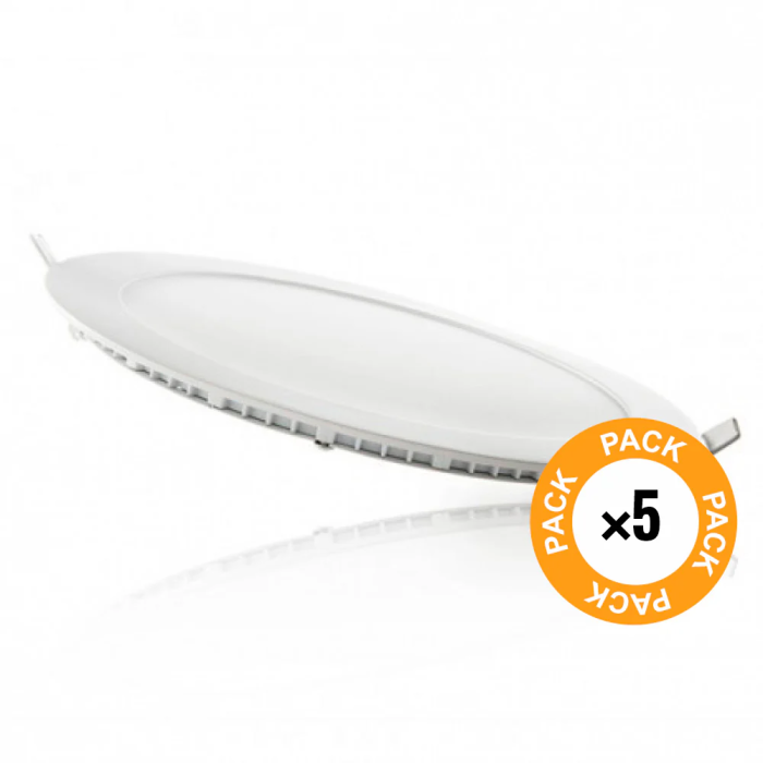 Pack de 5 Plafonniers LED encastrables circulaires BX3 20W 1800lm 6000K blanc froid, 40000h [BX3-1011P5-W]