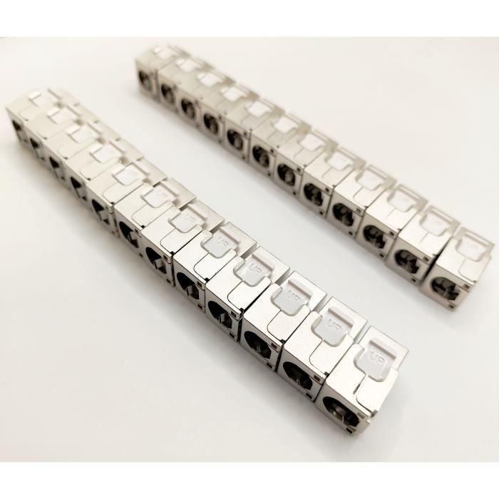 Pack de 24 noyaux keystone RJ45 Cat.6a - LINEAIRE - PR24AS24 - Court - Blindé 4