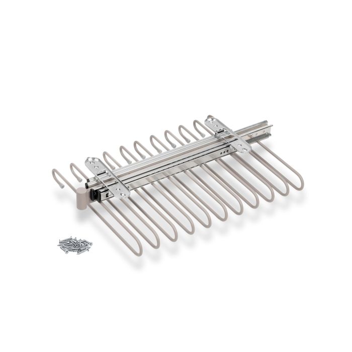 Emuca Porte-pantalons extractible, 11 tiges, guides d'extraction totale, Acier, Peint gris pierre 0 Emuca Porte-pantalons extractible, 11 tiges, guides d'extraction totale, Acier, Peint gris pierre 0