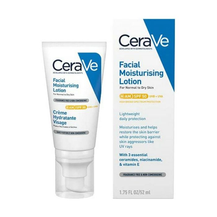 Cerave Lotion Hydratante Visage SPF 50 Peaux Normales à Sèches 52 ml