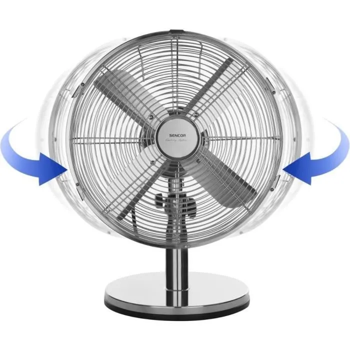 Sencor SFE 3040SL - Ventilateur de bureau 30 cm, 3 vitesses, oscillation 90°, inclinaison réglable, 35 W, argenté Sencor SFE 3040SL - Ventilateur de bureau 30 cm, 3 vitesses, oscillation 90°, inclinaison réglable, 35 W, argenté
