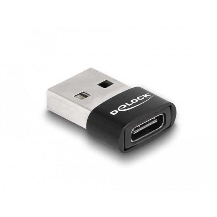 DELOCK USB 2.0 Adapter USB Typ-A St > USB Type-C Bu schwarz 1
