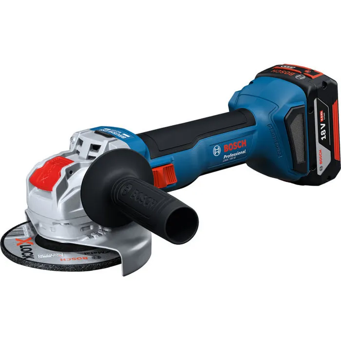 Bosch Professional Meuleuse angulaire sans fil GWX 18V-8, 18V, 125 mm, avec 2 batteries GBA 4,0Ah et chargeur GAL 1840 L X-LOCK