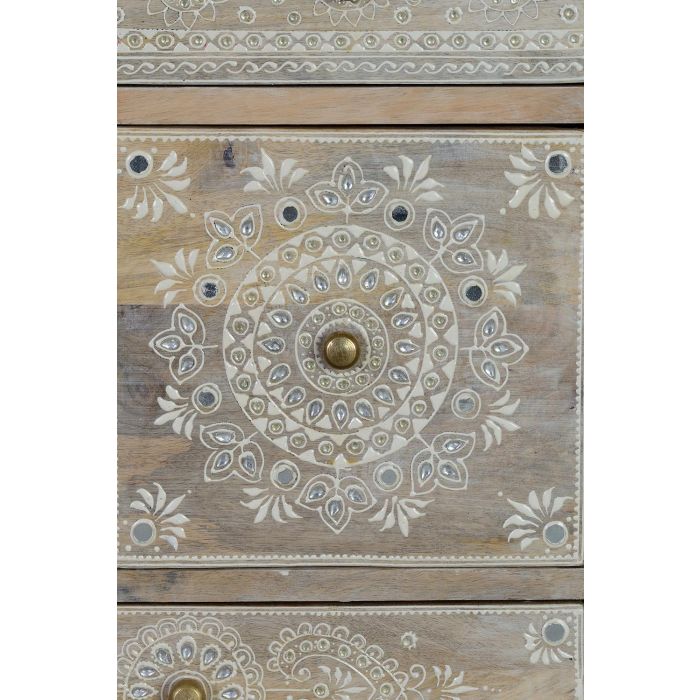 Giner y Colomer - Table téléphone avec 7 tiroirs en bois massif de manguier naturel, meuble auxiliare artisanal, finition peinte à la main 3 Giner y Colomer - Table téléphone avec 7 tiroirs en bois massif de manguier naturel, meuble auxiliare artisanal, finition peinte à la main 3