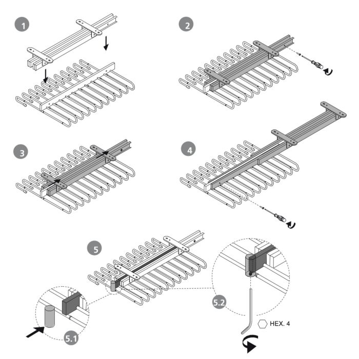 Emuca Porte-pantalons extractible, 11 tiges, guides d'extraction totale, Acier, Chromé 7
