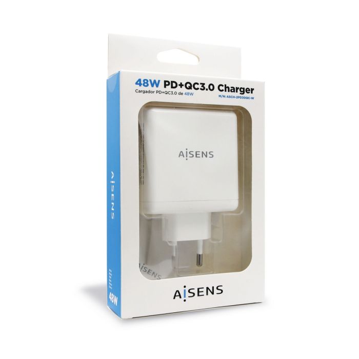 Chargeur Voiture Mur Aisens ASCH-2PD30QC-W Blanc 48 W USB-C (1 Unité) 2