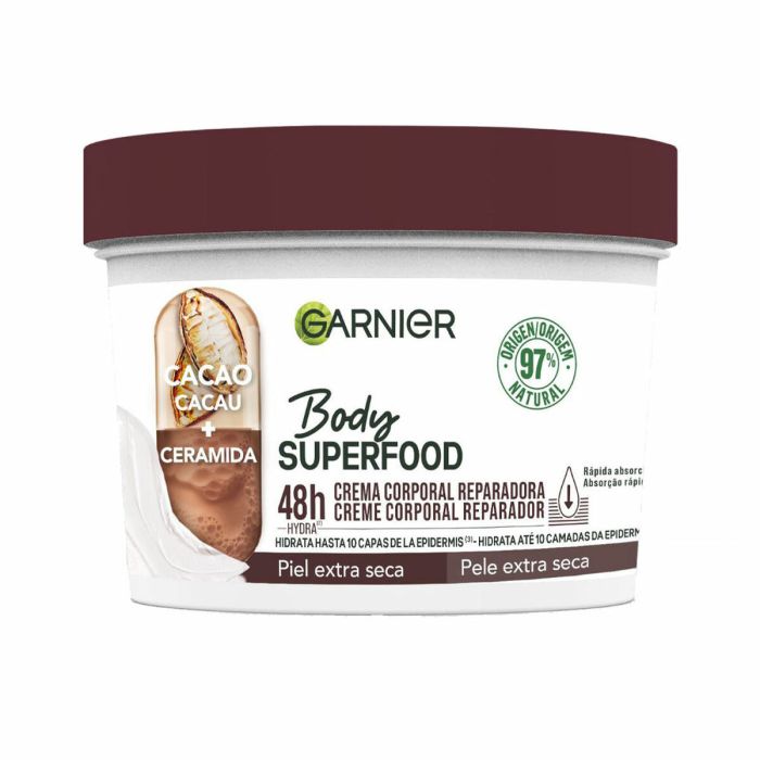 Garnier BODY SUPERFOOD Cacao Crème Réparatrice Corps Peaux Extra Sèches 380 ml