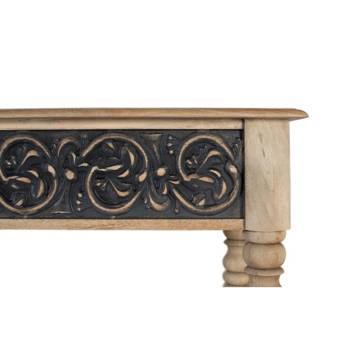 GINER Y COLOMER - Console d'entrée en bois de manguier design artisanal, finition naturelle et gris patiné, avec étagère inférieure - 174 cm 3