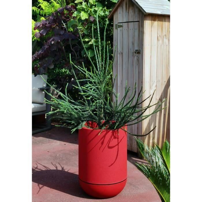 Pot de fleurs - RIVIERA - Granit Tulipe - D40 H57 cm - 28 L - Rouge 1