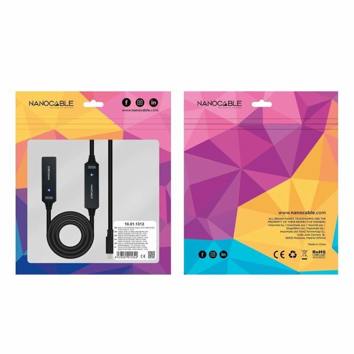 Câble USB NANOCABLE Cable USB 3.2 amplif. C/M-C/H 10 m Noir 2