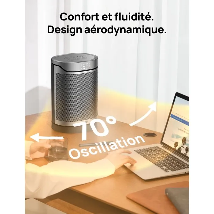 Dreo Chauffage d'appoint Hipercerámica 1500W Colonne Noir Réf AABPM05938 2