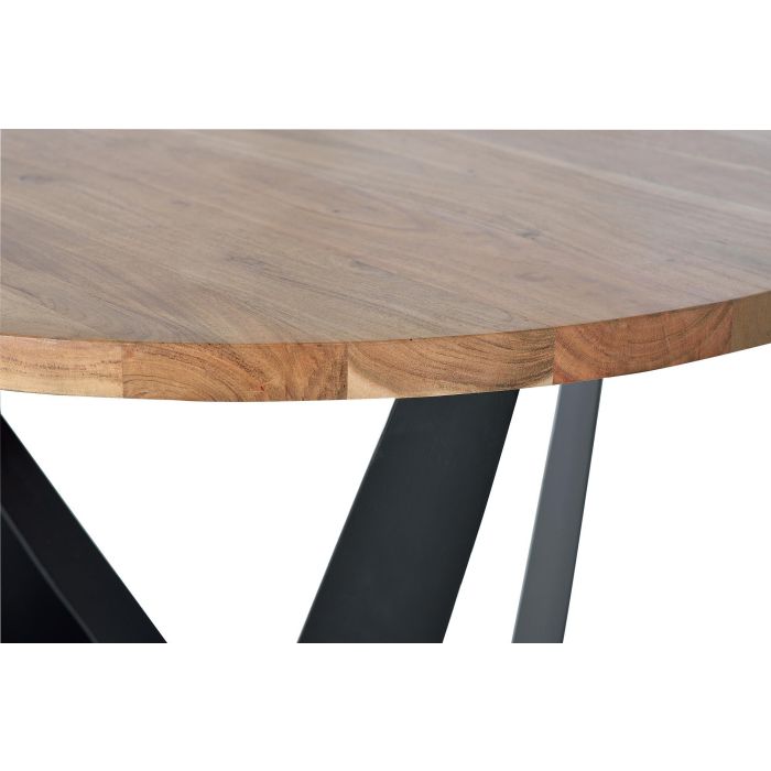 GINER Y COLOMER Table de salle à manger ronde en acacia massif naturel avec pieds en métal noir - Diamètre 120 cm, Hauteur 78 cm 3 GINER Y COLOMER Table de salle à manger ronde en acacia massif naturel avec pieds en métal noir - Diamètre 120 cm, Hauteur 78 cm 3