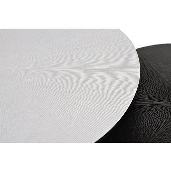 GINER Y COLOMER Lot de 2 tables basses en bois et métal, finition bronze et fer, plateau blanc et noir, diam. 45/76 cm et 40/56 cm 3