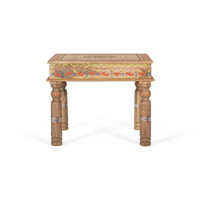 GINER Y COLOMER Table de Centre en Bois de Mango avec Détails Peints à la Main - Structure Robuste, Finition Artistique et Artisanale 1