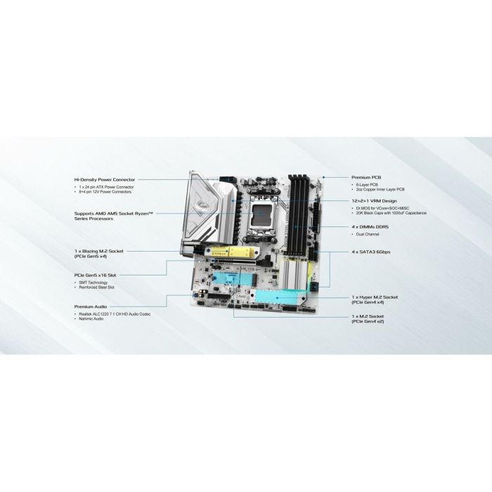 Carte Mère ASRock B850M Steel Legend WiFi Intel Wi-Fi 6 AMD AM5 AMD B850 7