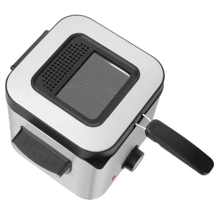 Sencor SFR 6200SS Friteuse sans Huile 1.5 L 900 W à Contrôle de Température 130-190 °C, Noir et Acier Inoxydable