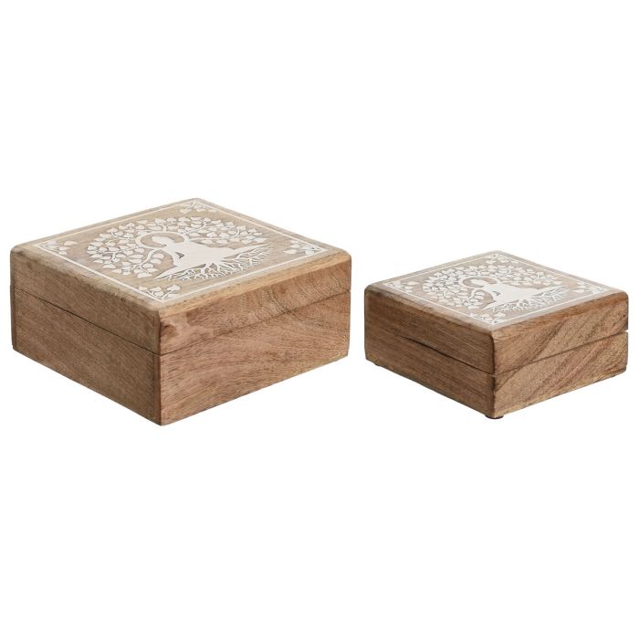 Boîte à bijoux Home ESPRIT Blanc Naturel Bois de manguier 18 x 18 x 9 cm (2 Pièces) 0 Boîte à bijoux Home ESPRIT Blanc Naturel Bois de manguier 18 x 18 x 9 cm (2 Pièces) 0