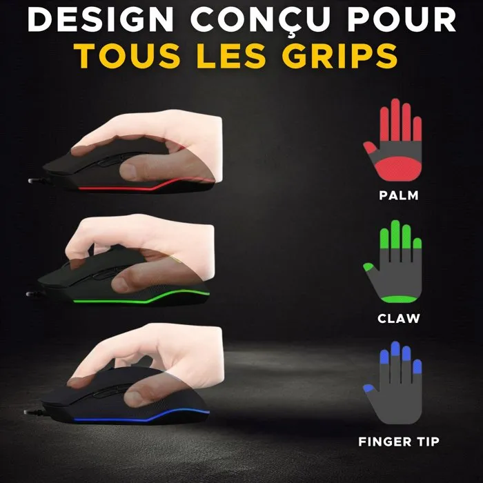 The G-Lab Souris Gaming Filaire Kult Helium Pro - Design Ambidextre, 12800 DPI, 7 Couleurs RGB, Boutons Latéraux, Compatible PC/Mac